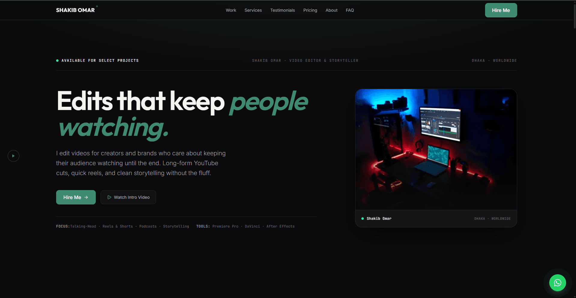 Shakib Omar video editor portfolio and retention-first creative showcase